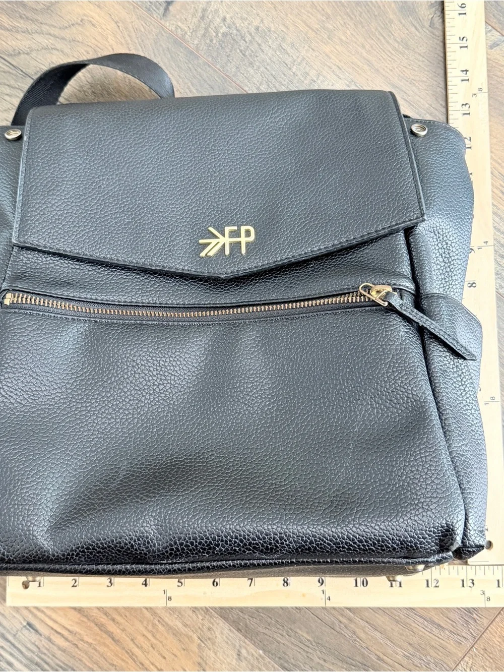 Freshly Picked Classic Diaper Backpack bag Black vegan pebbled leather large